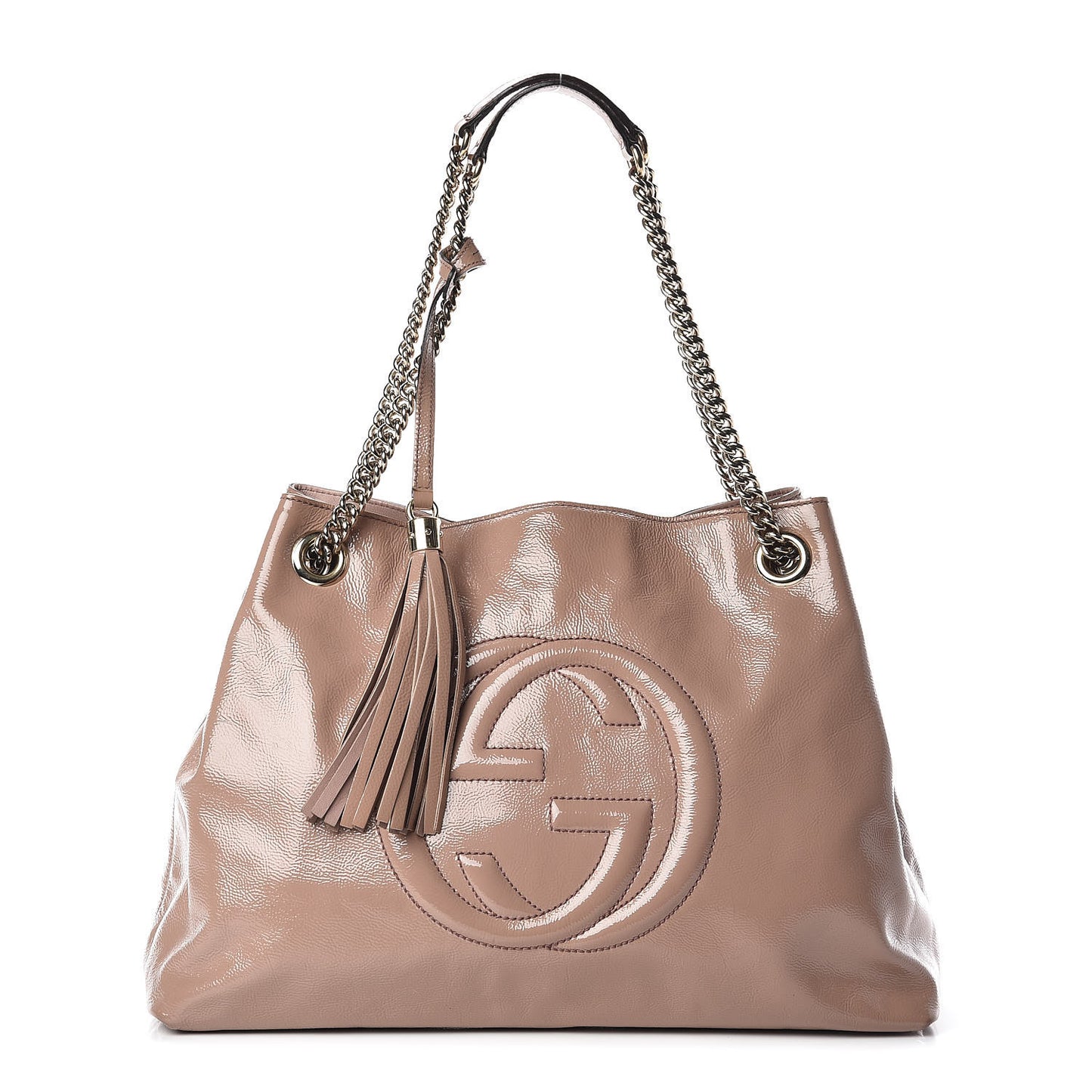 Patent Medium Soho Chain Shoulder Bag Dark Cipria