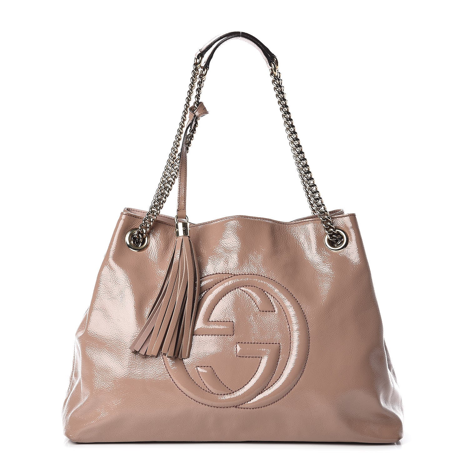 Gucci Patent Medium Soho Chain Shoulder Bag Dark Cipria 1 of 12