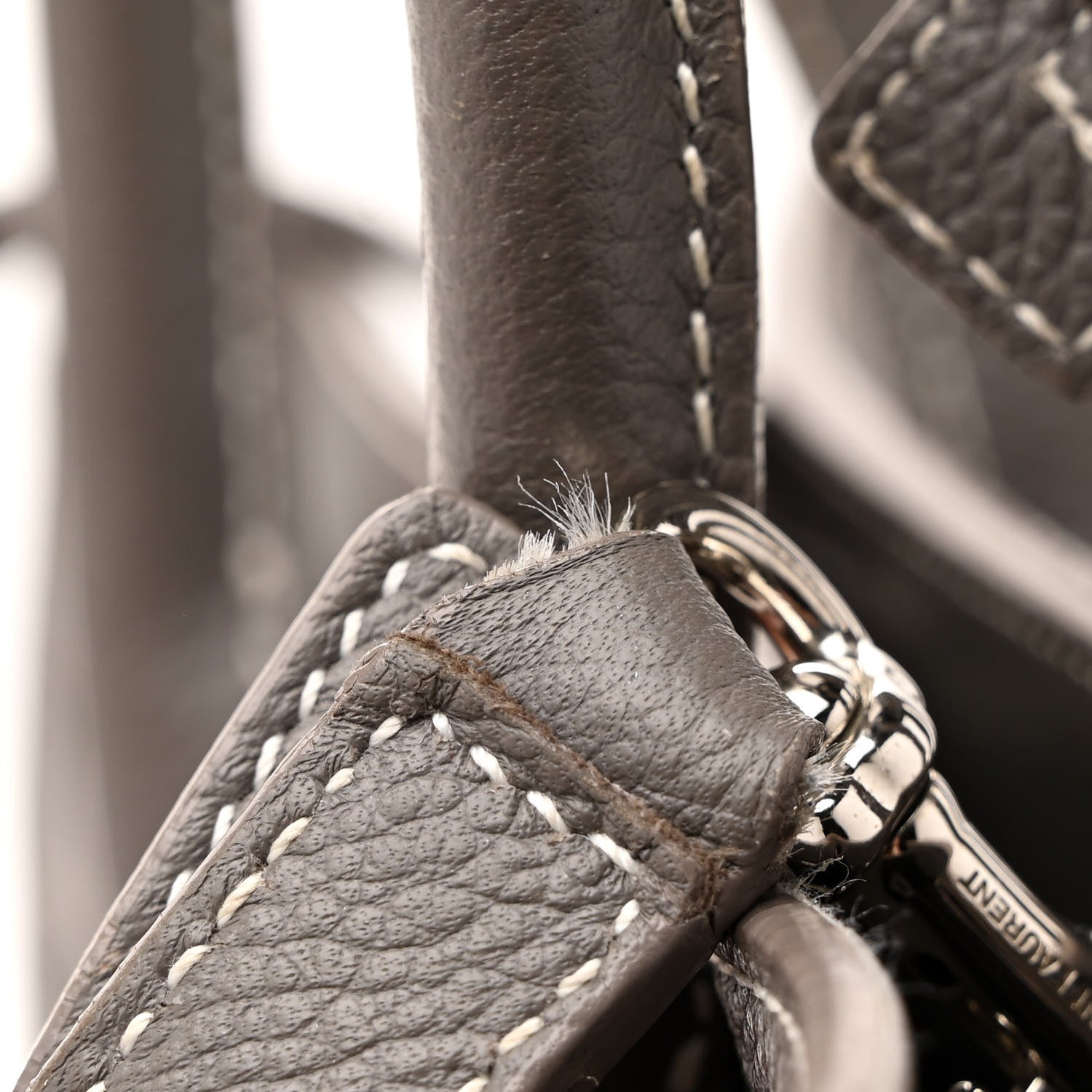 Saint Laurent Grained Calfskin Topstich Baby Sac De Jour Grey 20 of 20