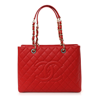 Chanel Caviar Quilted Grand Shopping Tote GST Red 1 of 10