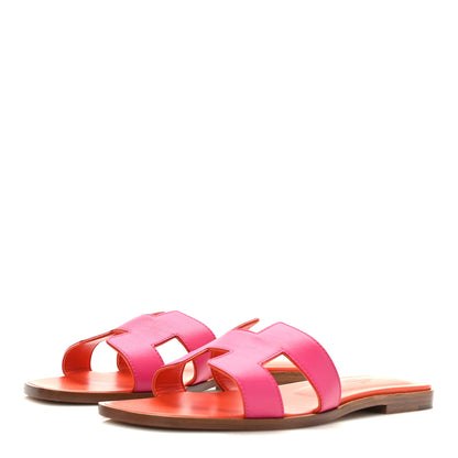 Hermes Box Calfskin Oran Sandals 39 Rose Flash Orange H 3 of 9