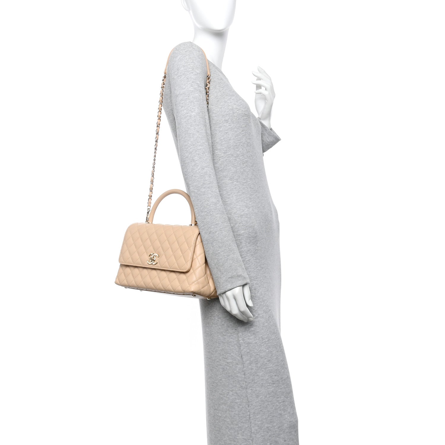 Chanel Caviar Quilted Small Coco Handle Flap Beige 2 of 10