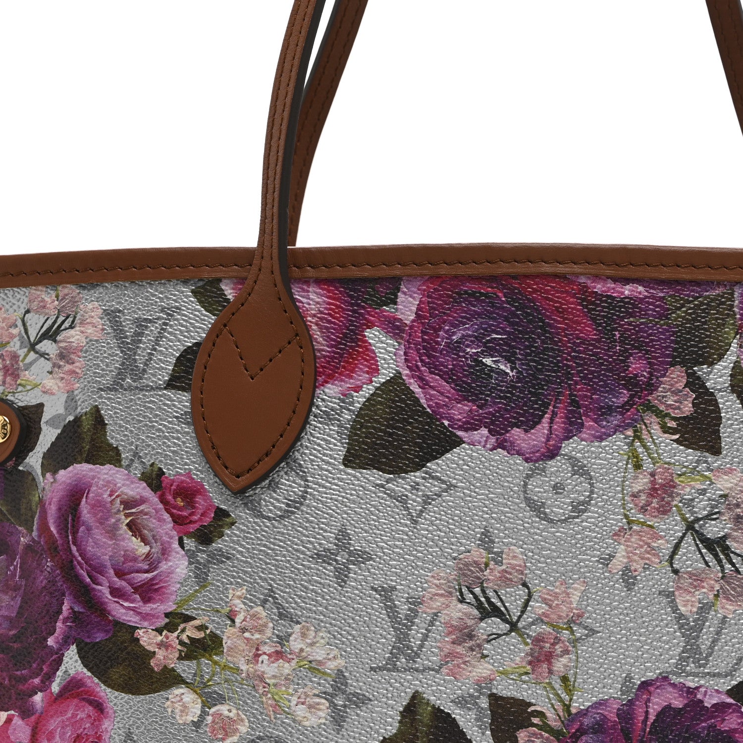 Louis Vuitton Metallic Monogram LV Garden Neverfull MM  Silver 8 of 10