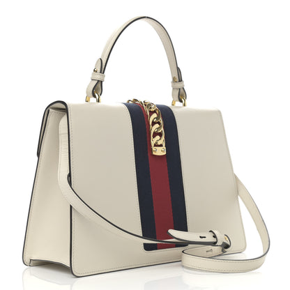 Gucci Calfskin Web Medium Sylvie Top Handle Bag White 3 of 16