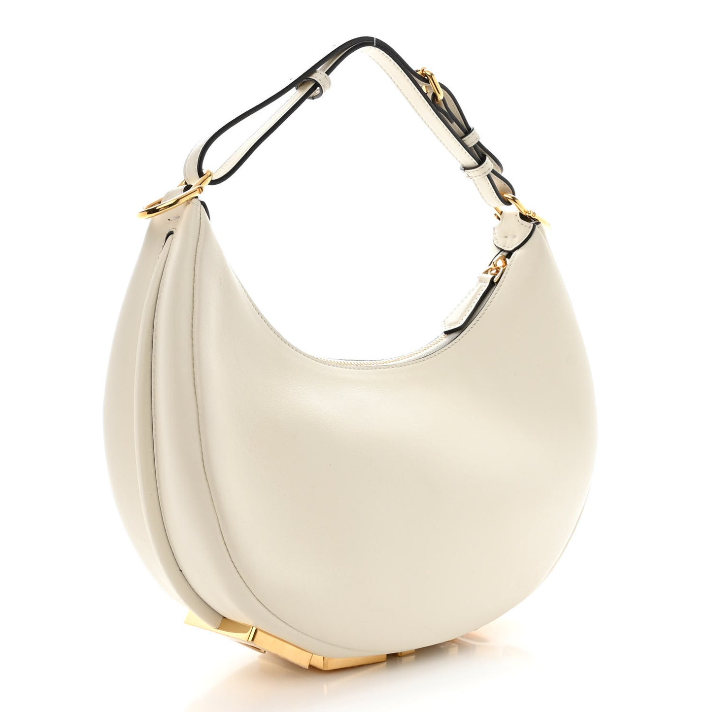Vitello Grace Matte Small Fendigraphy Hobo Bag White Ice