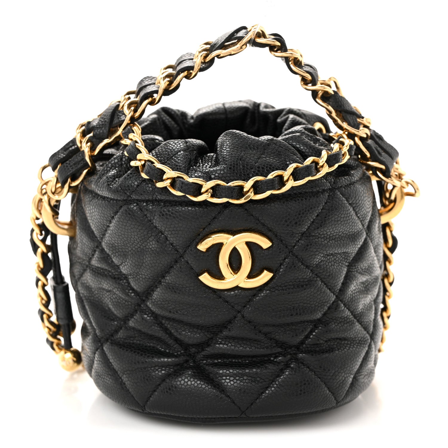 Chanel Caviar Quilted Coco First Bucket Clutch With Chain Black 1 of 10