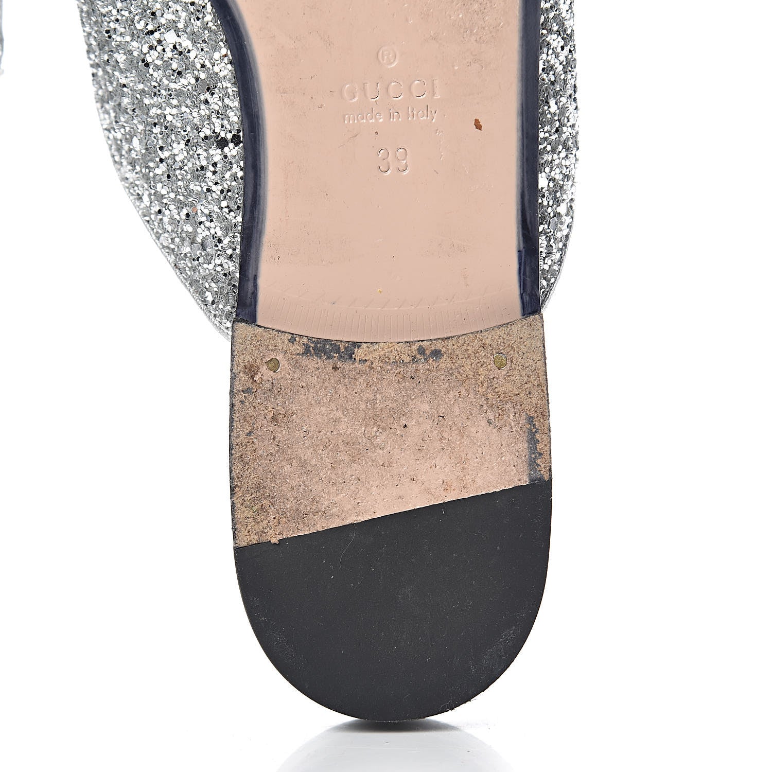 Gucci Glitter Womens Princetown Slippers 39 Silver 13 of 15