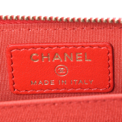 Chanel Lambskin Quilted Camellia Zip Coin Purse Red 6 of 7