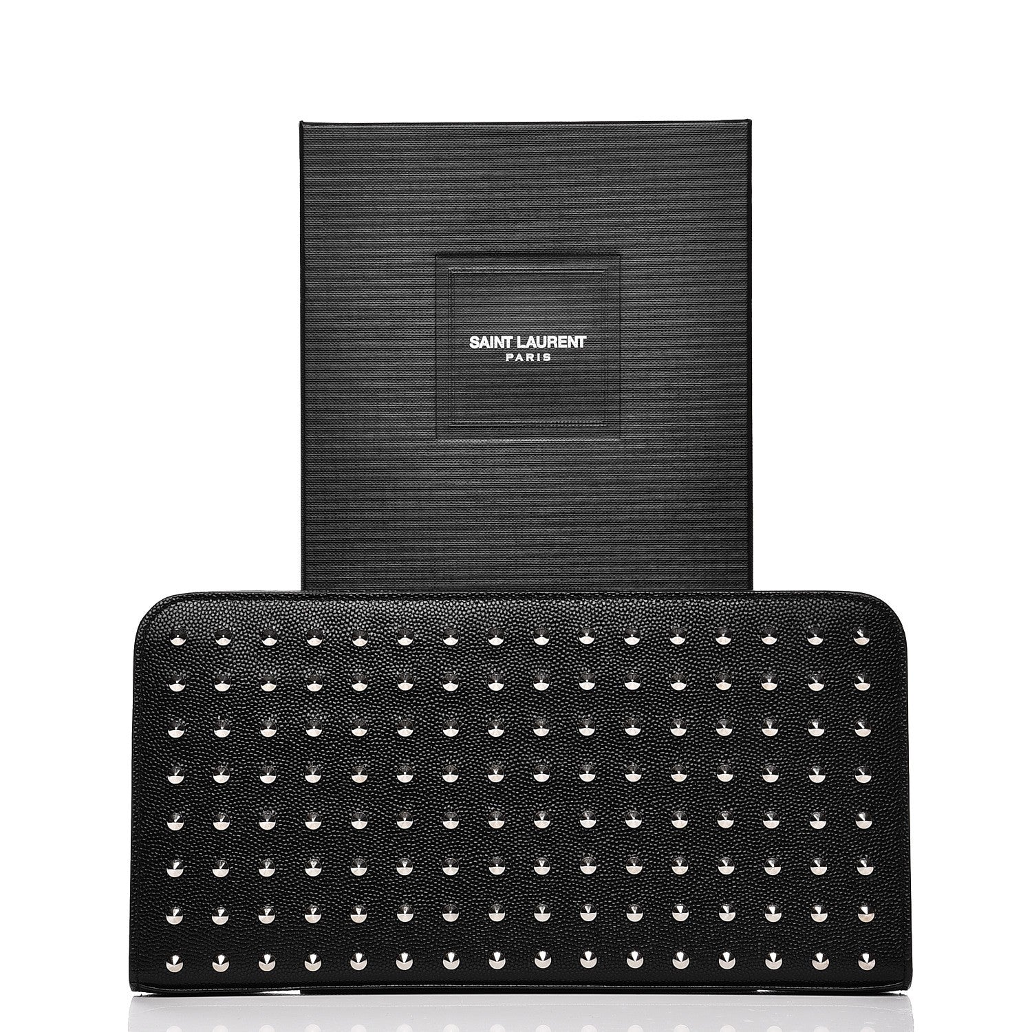 Saint Laurent Grain De Poudre Studded Zip Around Wallet Black 8 of 8