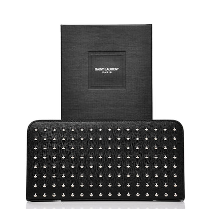 Saint Laurent Grain De Poudre Studded Zip Around Wallet Black 8 of 8