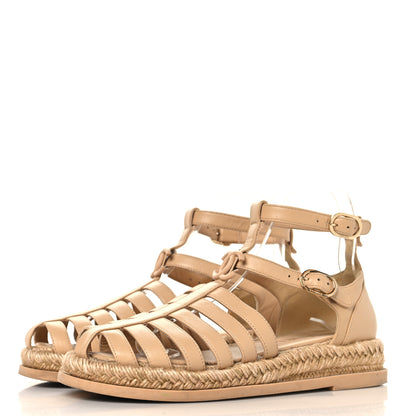 Chanel Lambskin Espadrille Sandals 37 Beige 4 of 9