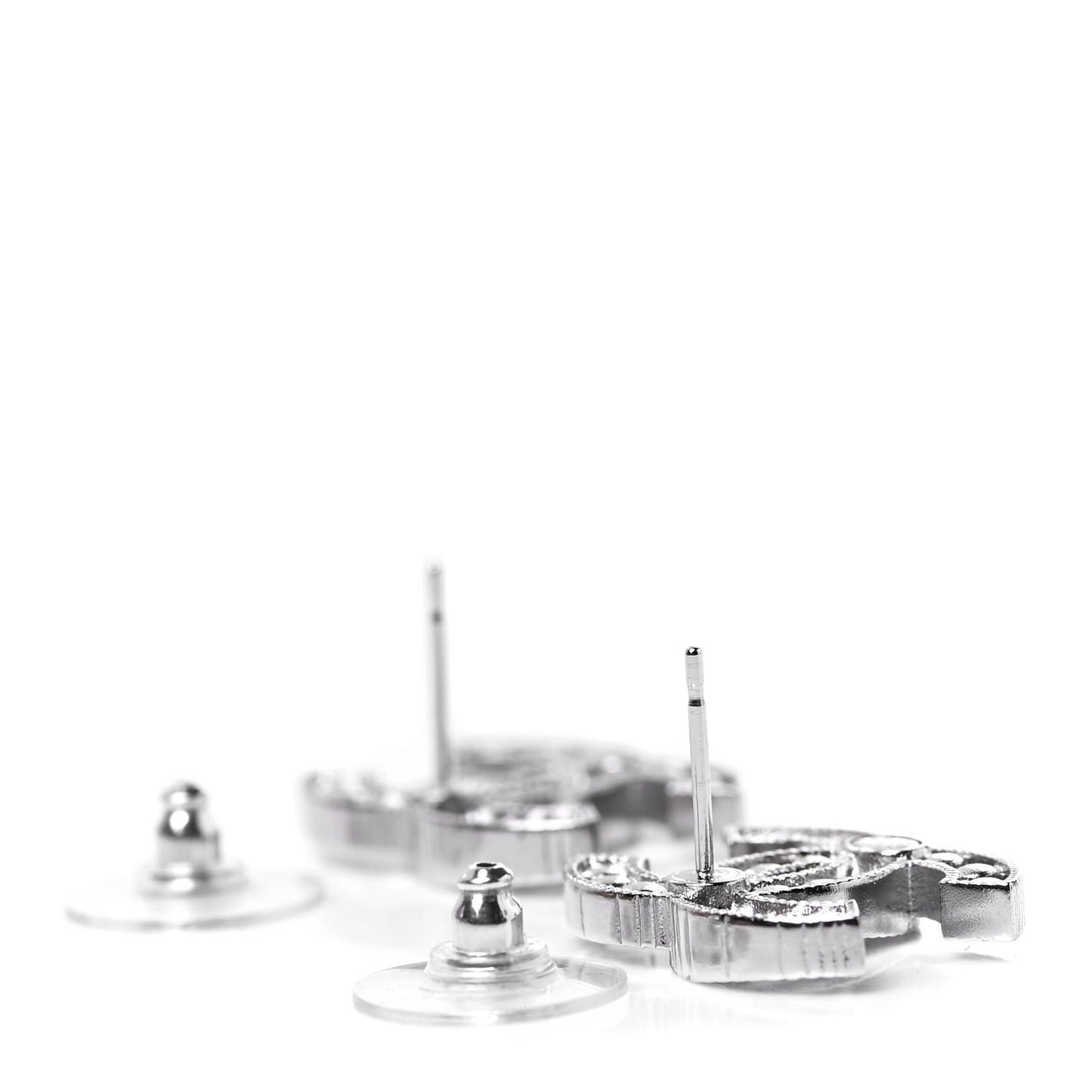 Crystal CC Earrings Silver