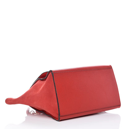 Celine Drummed Calfskin Suede Medium Trapeze Coquelicot 4 of 14
