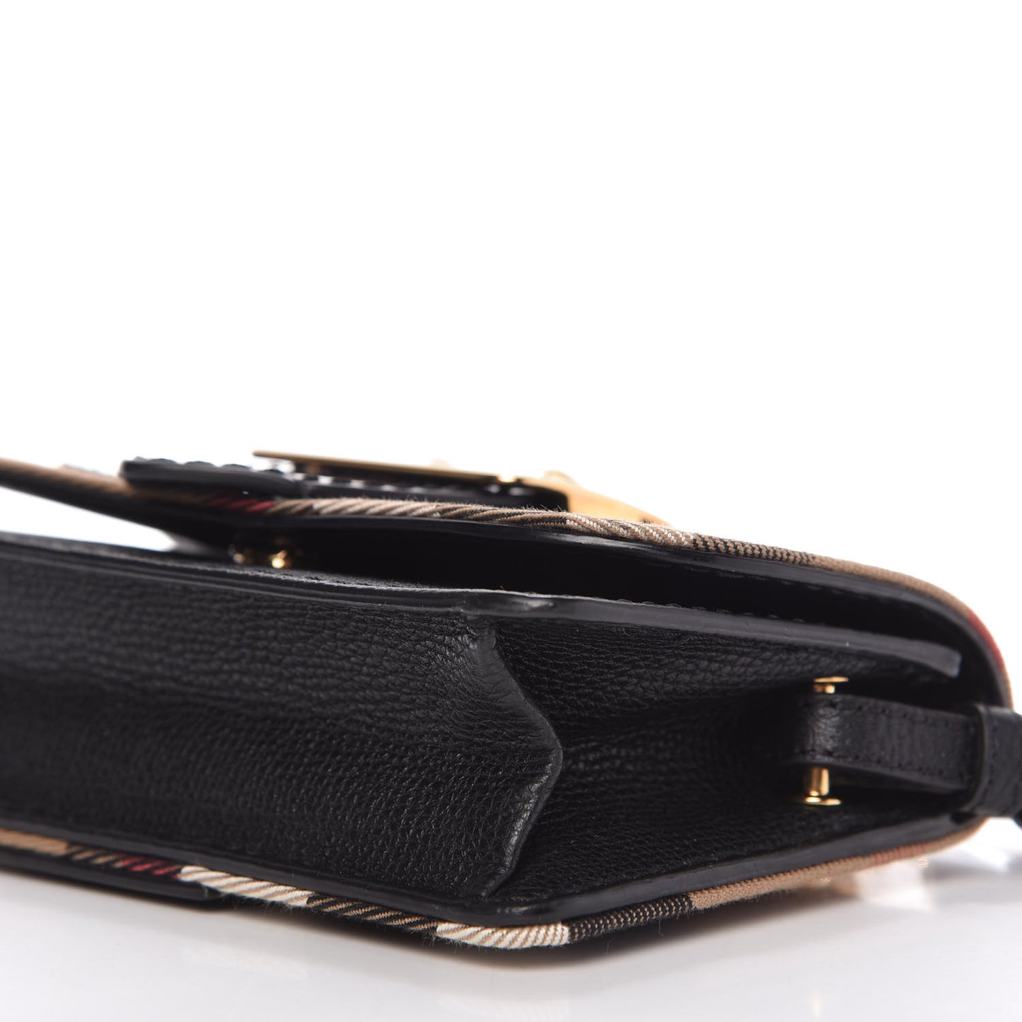 House Check Calfskin Small Madison Buckle Bag Black