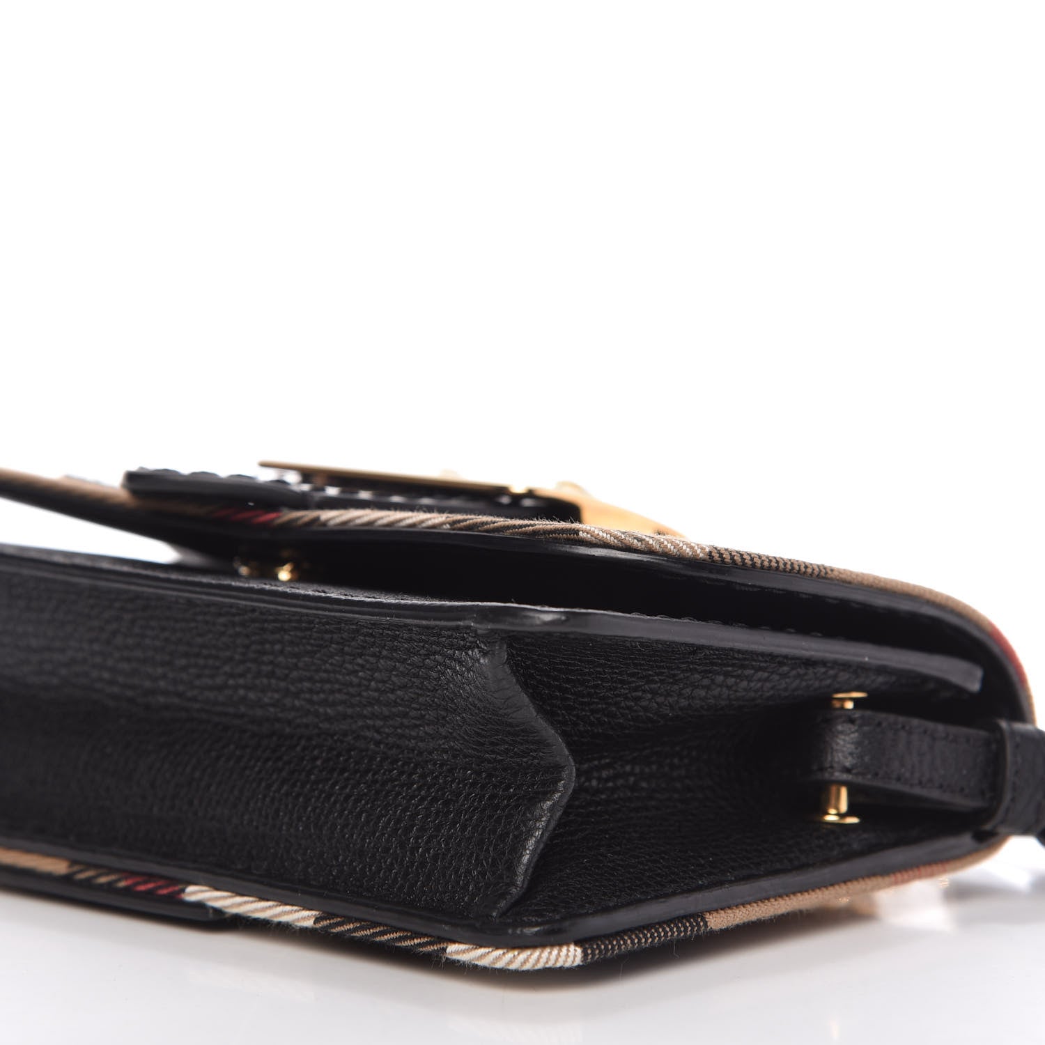 Burberry House Check Calfskin Small Madison Buckle Bag Black 7 of 9