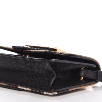 Burberry House Check Calfskin Small Madison Buckle Bag Black 7 of 9