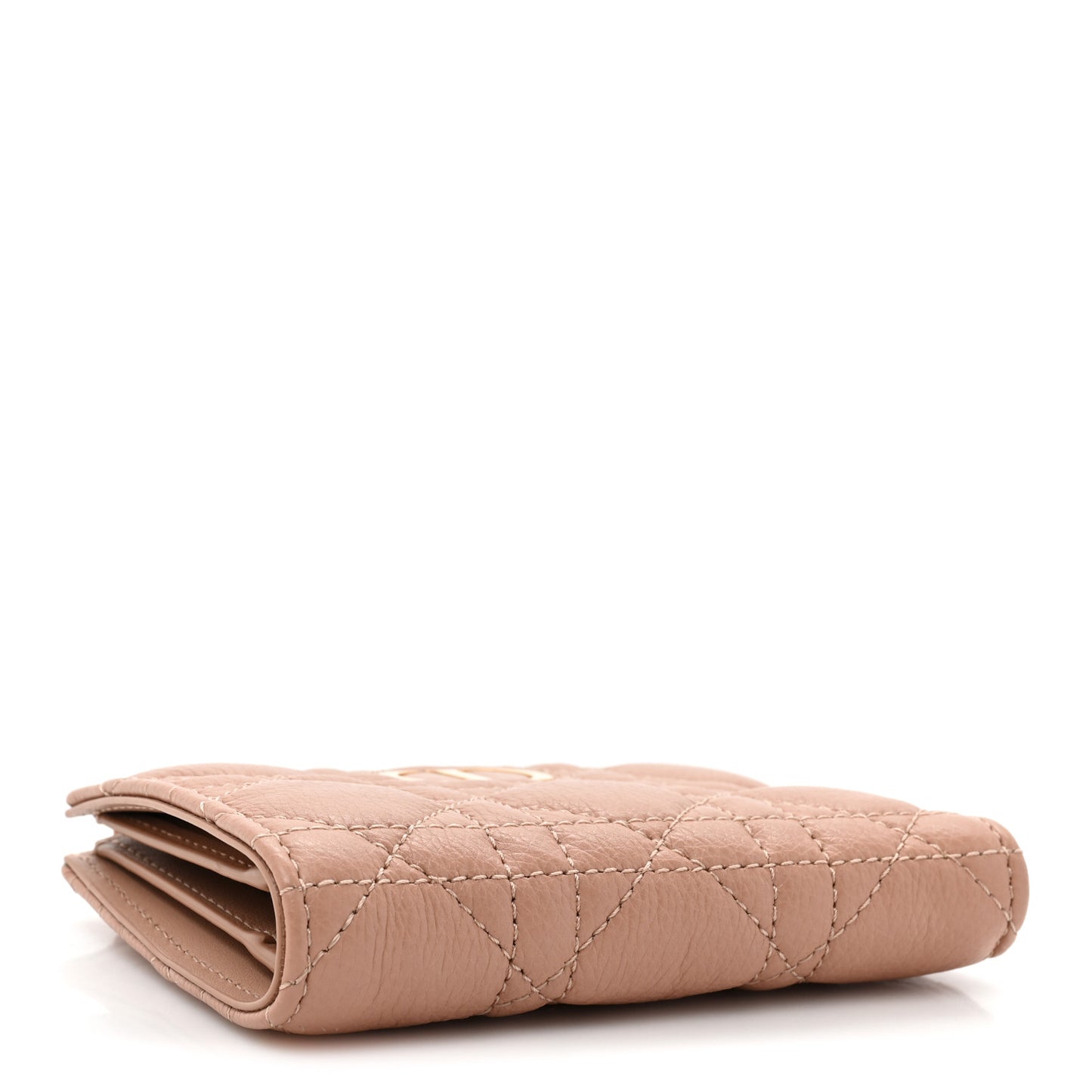 Grained Calfskin Supple Cannage Caro Dahlia Wallet Rose Des Vents