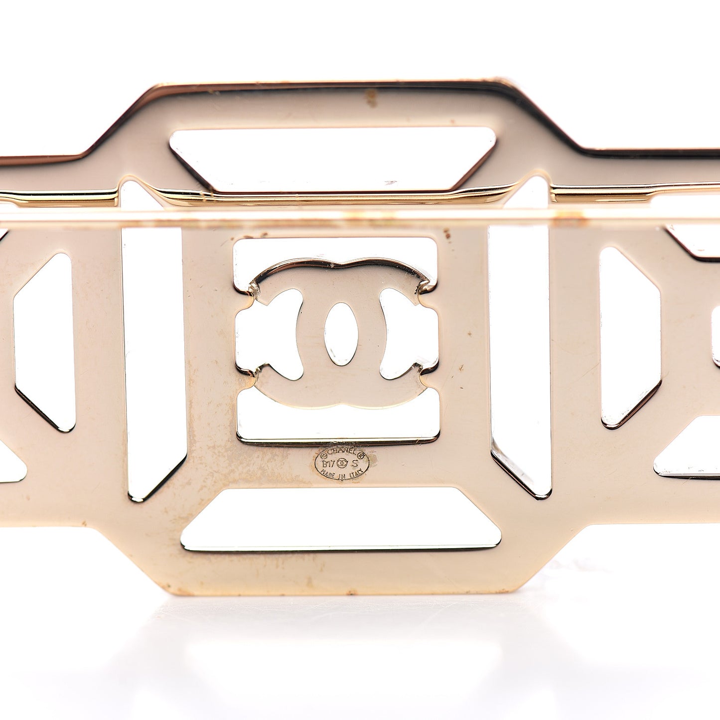 Crystal CC Brooch Light Gold Pink