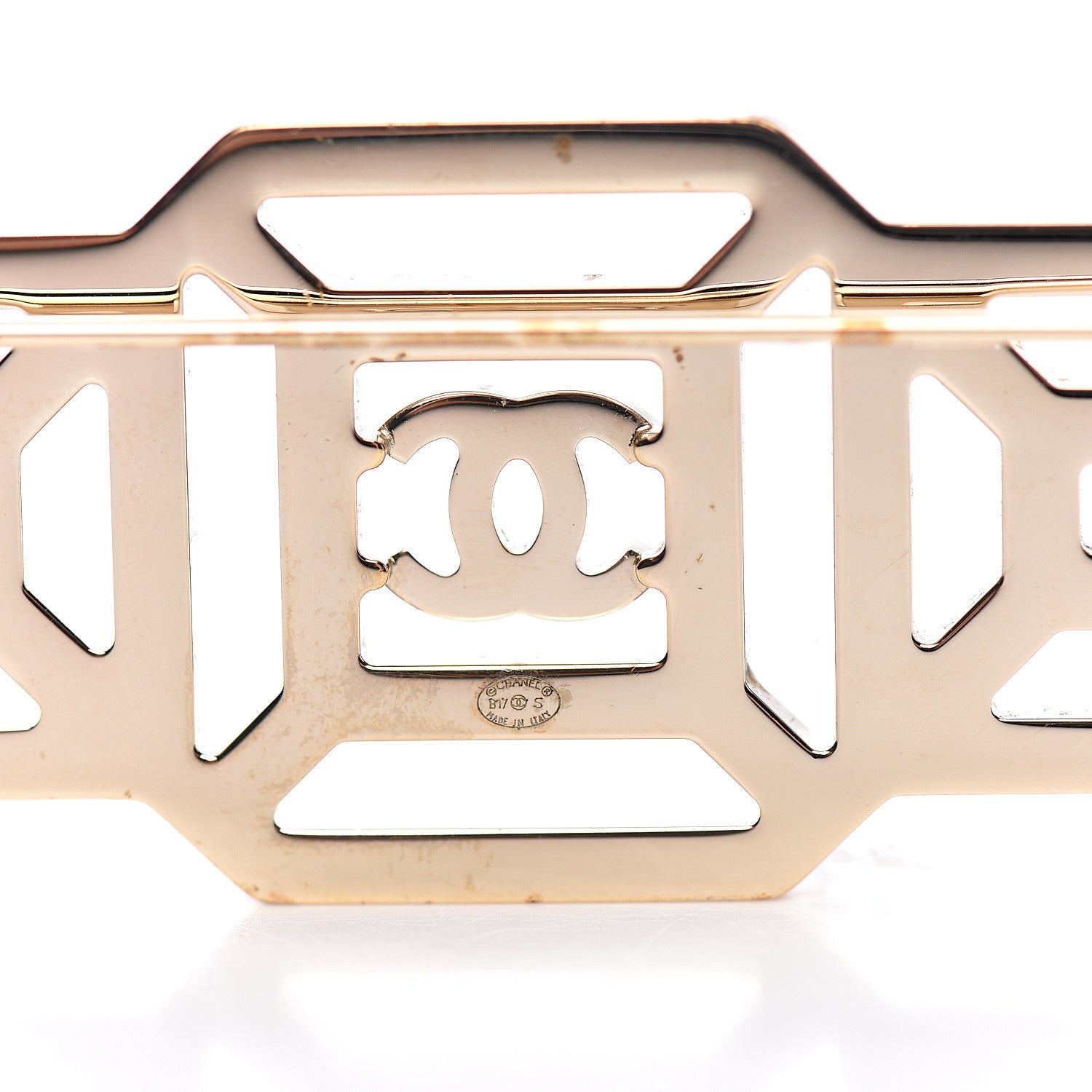 Chanel Crystal CC Brooch Light Gold Pink 3 of 4