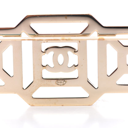 Chanel Crystal CC Brooch Light Gold Pink 3 of 4