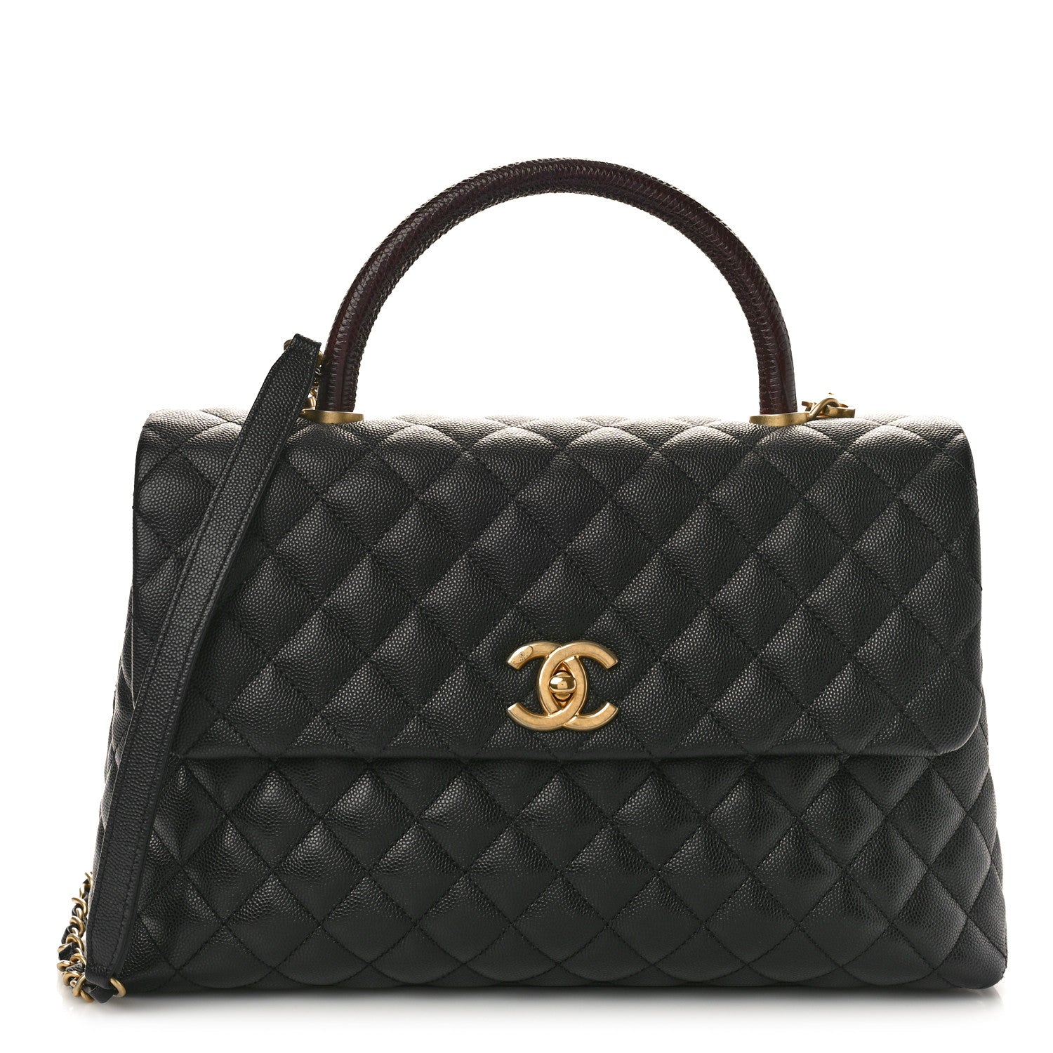 Chanel Caviar Lizard Quilted Medium Coco Handle Flap Black 1 of 8