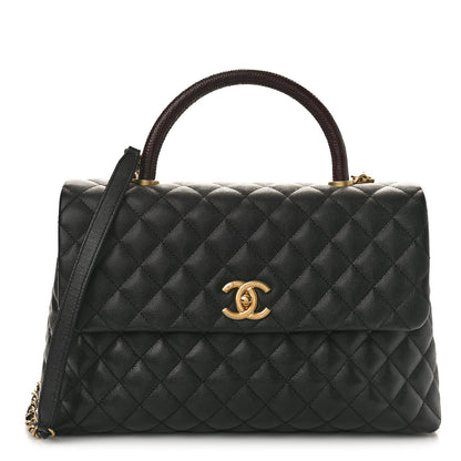 Chanel Caviar Lizard Quilted Medium Coco Handle Flap Black 1 of 8