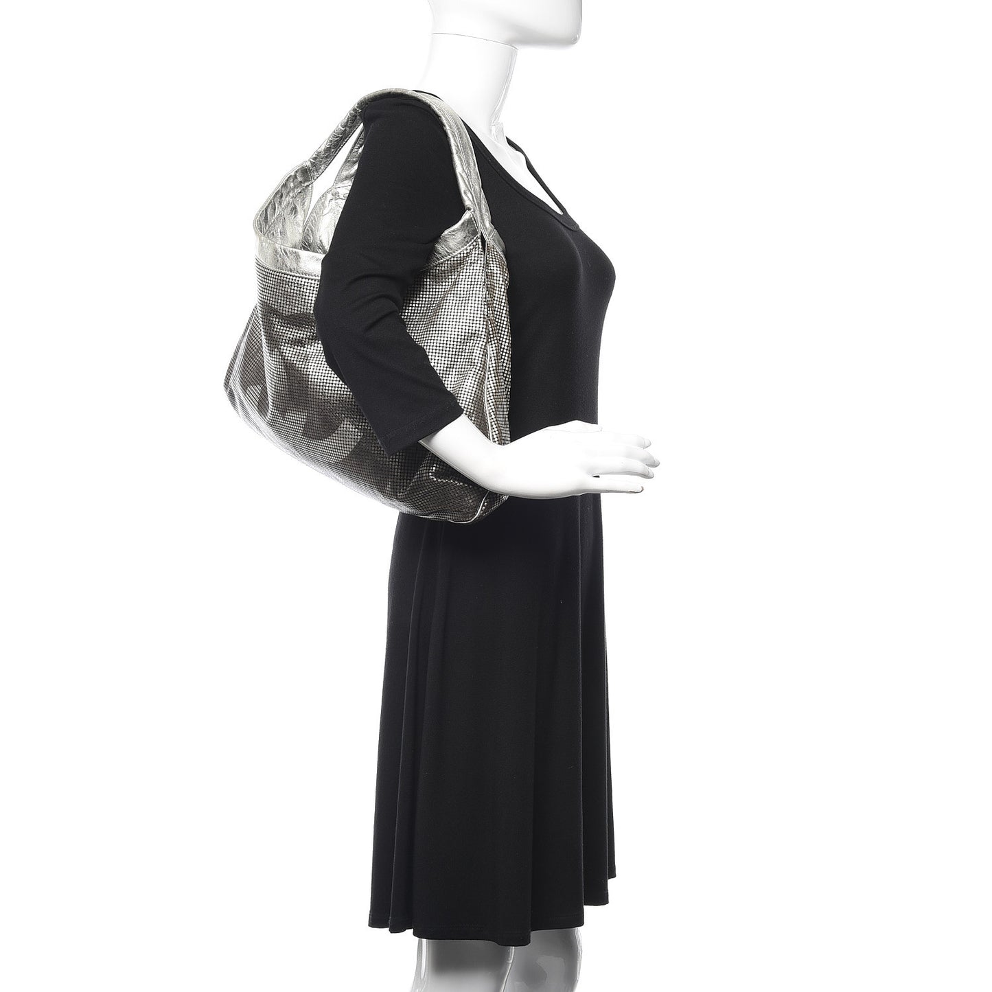 Metallic Perforated Lambskin Hollywood Hobo Silver