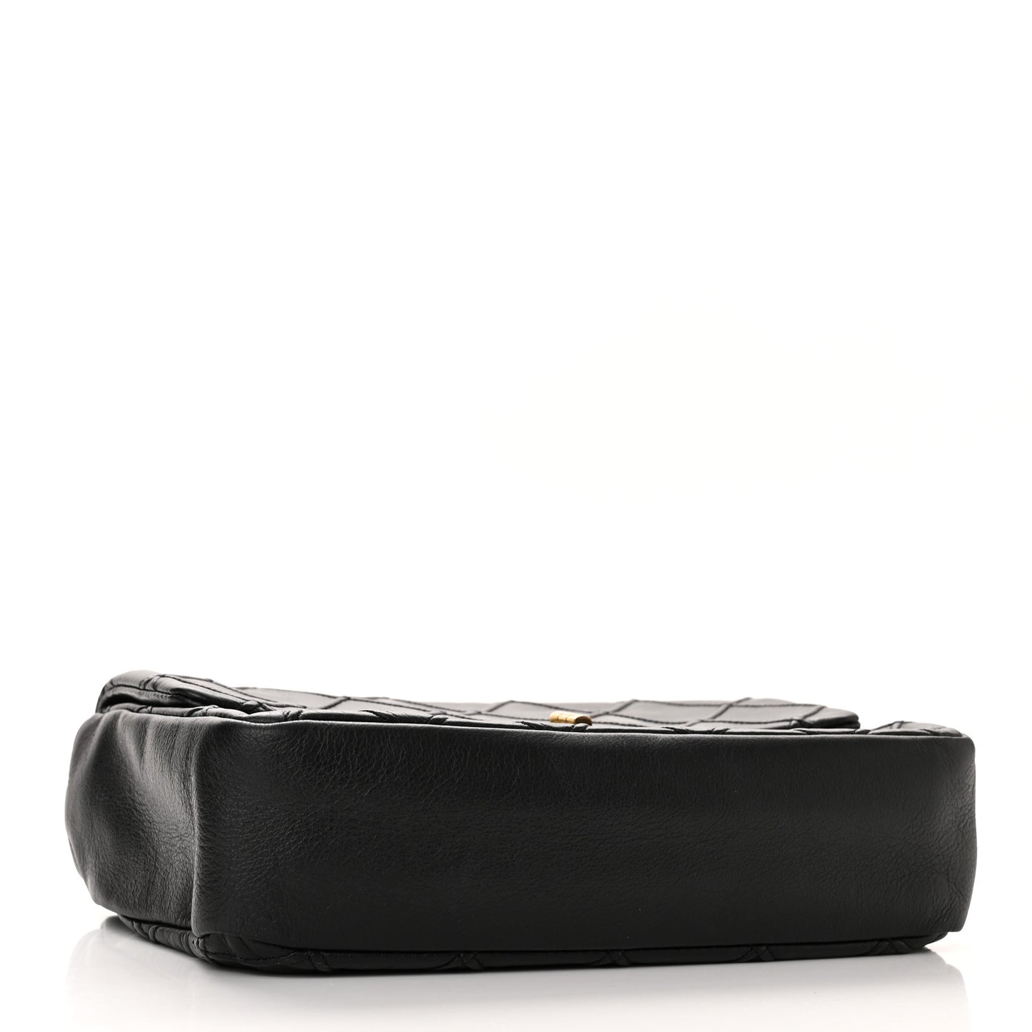 Calfskin Diamond Debossed Medium Cosmos Flap Black
