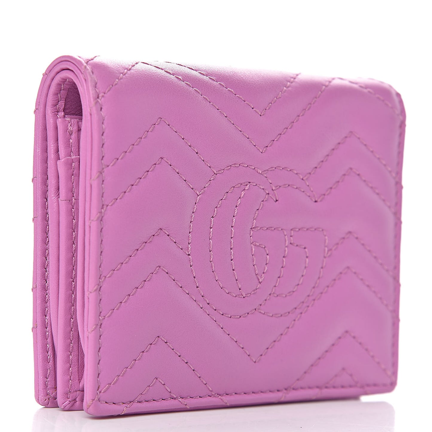 Calfskin Matelasse GG Marmont Card Case Candy Mousse