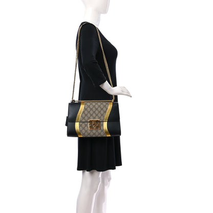 Gucci Calfskin GG Supreme Monogram Medium Padlock Shoulder Bag Black Gold 2 of 10