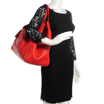 Gucci Pebbled Calfskin Large Soho Shoulder Bag Sun Orange 2 of 9