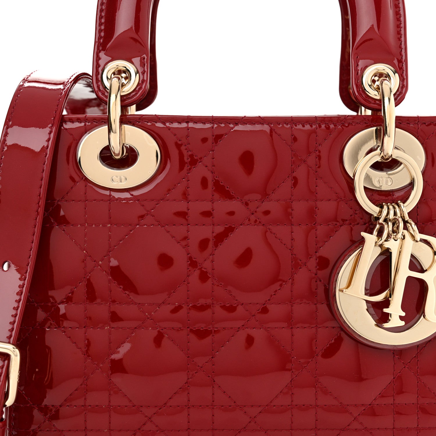 Christian Dior Patent Cannage Small Lady Dior Cherry Red 8 of 10