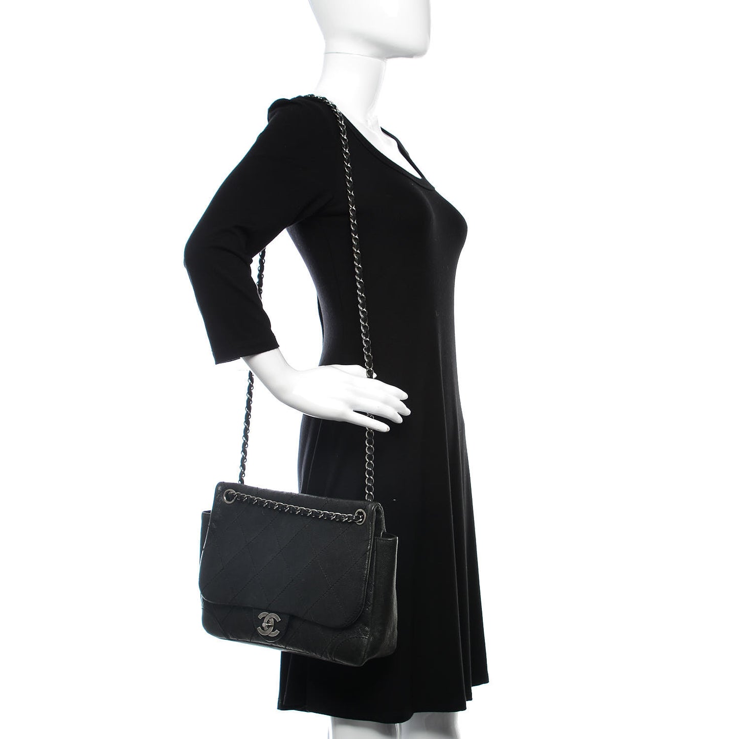 Caviar Quilted CC Single Flap Black