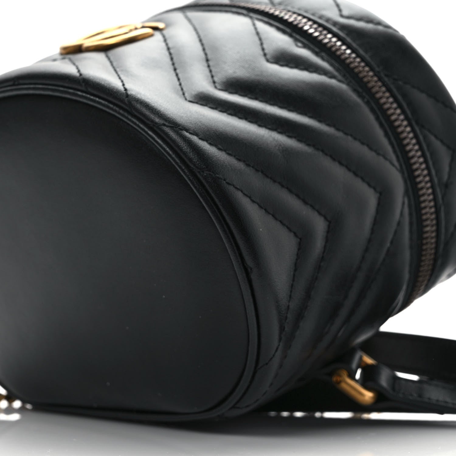 Gucci Calfskin Matelasse Mini GG Marmont Round Backpack Black 9 of 9