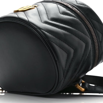 Gucci Calfskin Matelasse Mini GG Marmont Round Backpack Black 9 of 9