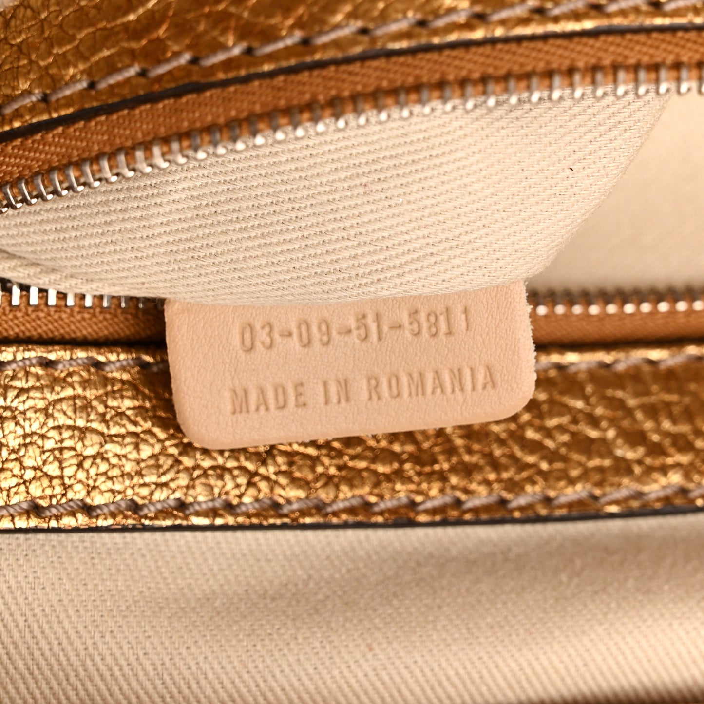 Metallic Calfskin Crystal Paddington Satchel Gold