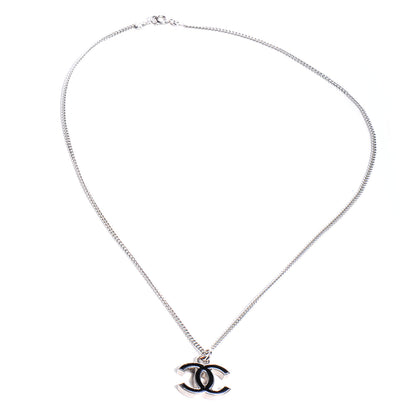 Chanel Enamel CC Necklace Black Silver 3 of 6