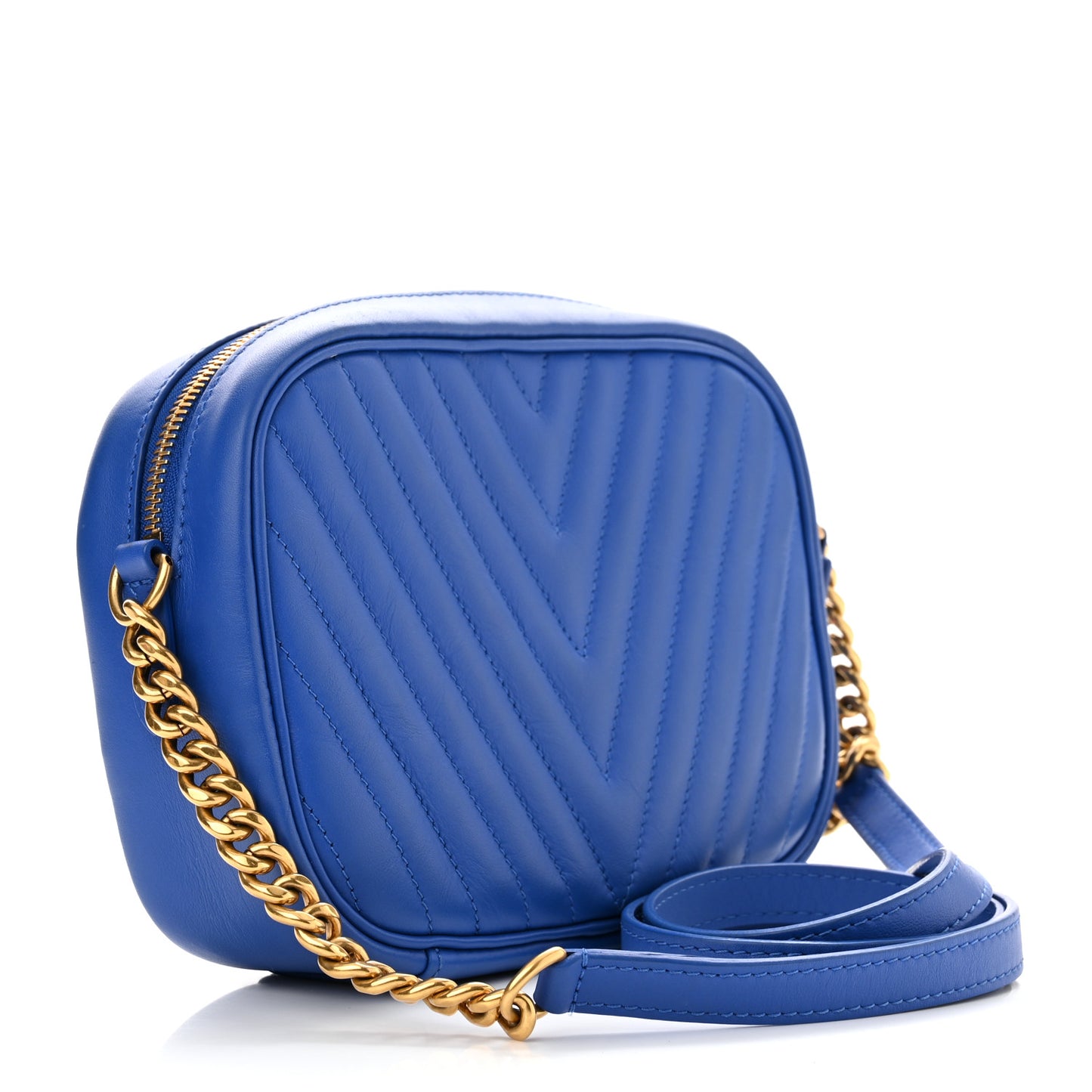 Calfskin New Wave Camera Bag Bleu Neon