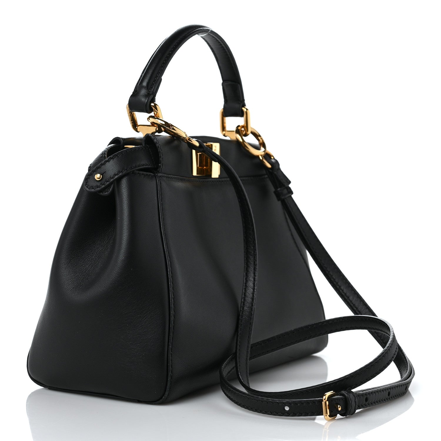 Fendi Nappa Mini Peekaboo Iconic Satchel Black 3 of 11