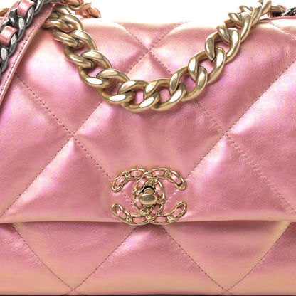 Chanel Iridescent Calfskin Quilted Large Chanel 19 Flap Pink 9 of 9