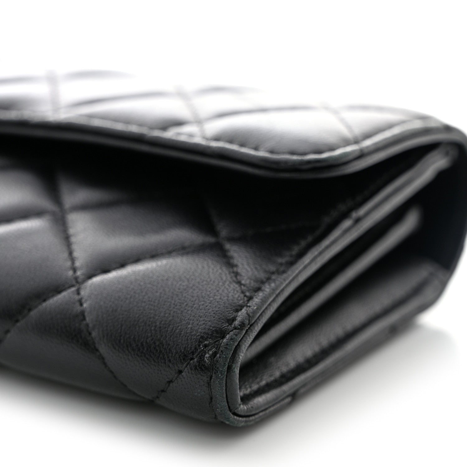 Chanel Lambskin Quilted Large Gusset Flap Wallet Black 10 of 13