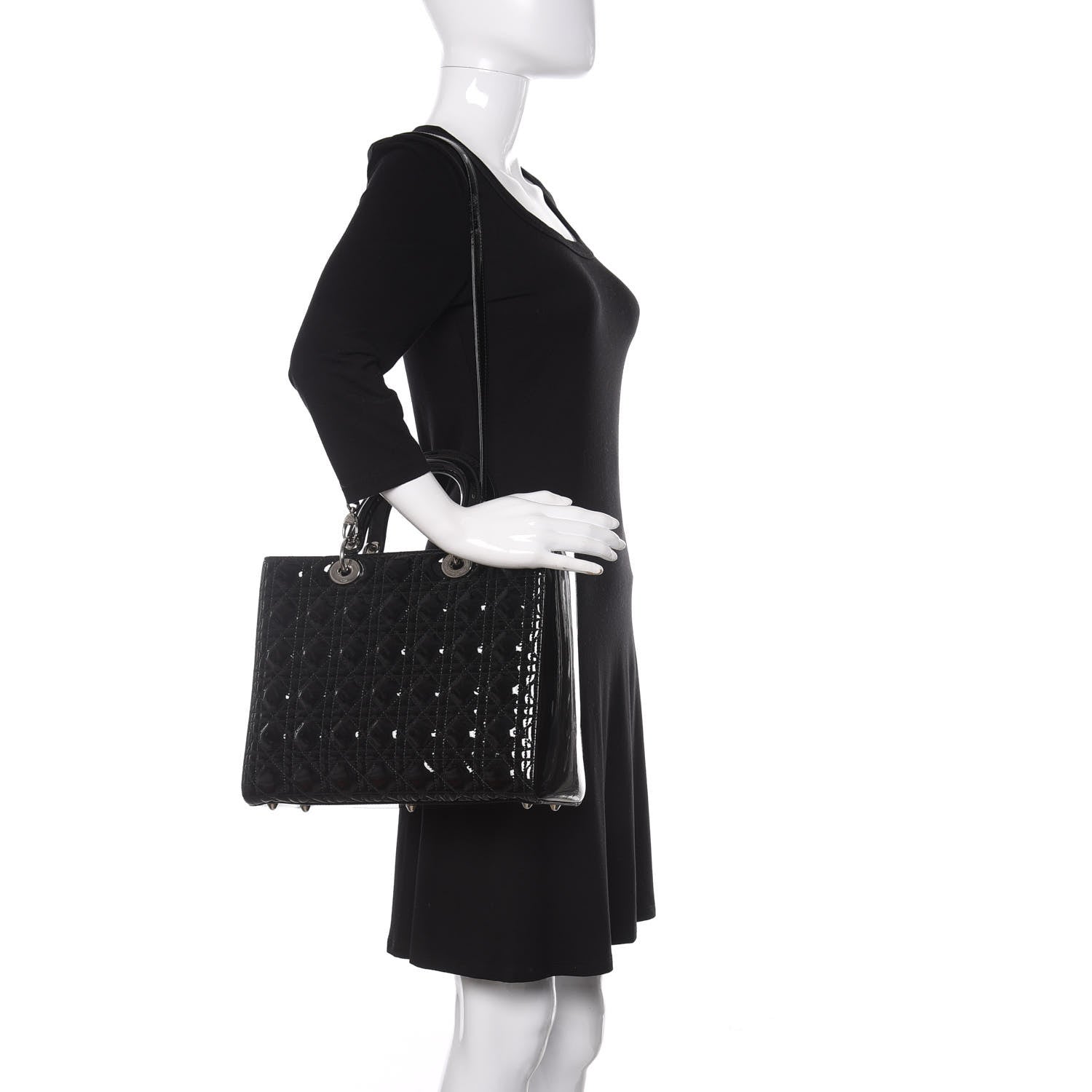 Christian Dior Patent Cannage Large Lady Dior Black 2 of 8