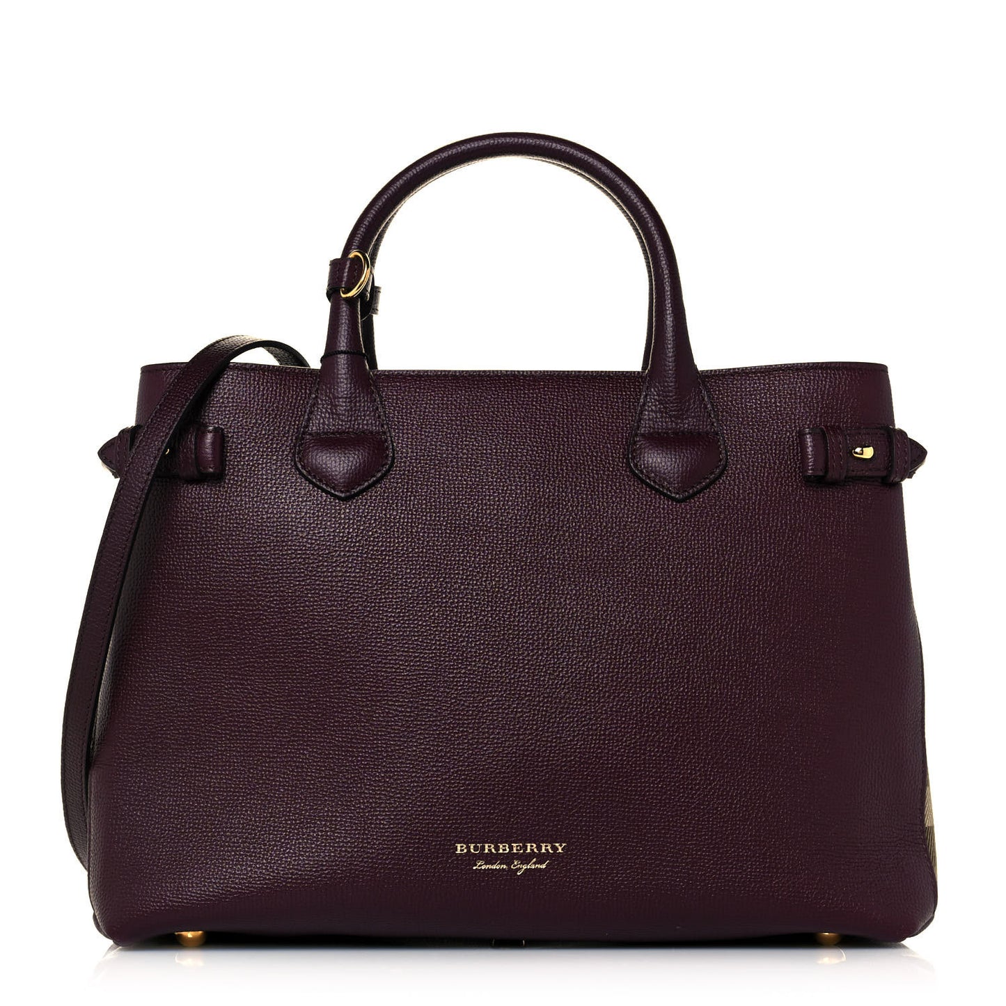 Grainy Calfskin House Check Medium Banner Tote Mahogany Red