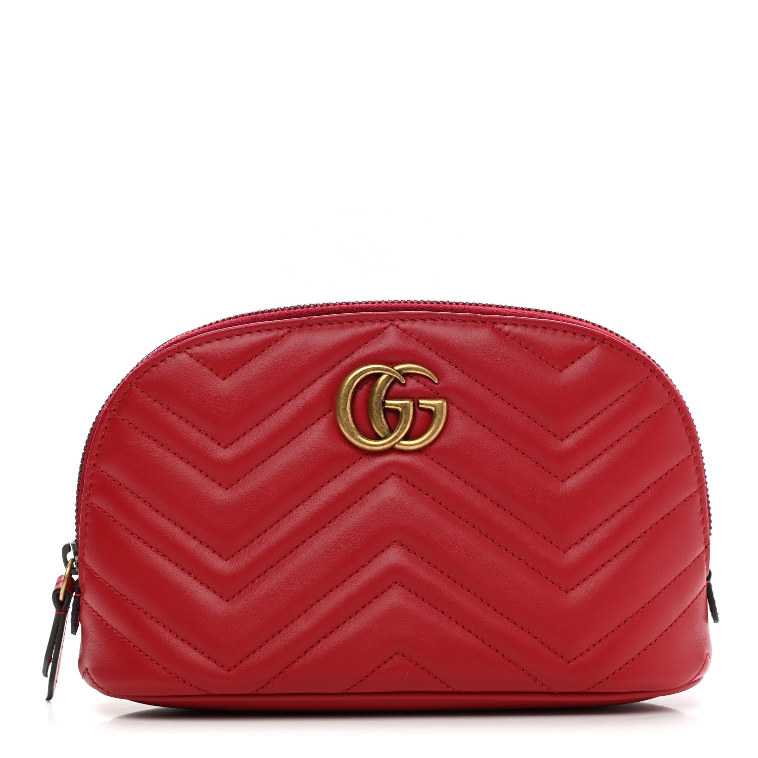 Gucci Calfskin Matelasse Large GG Marmont Pouch Cosmetic Case Hibiscus Red 1 of 8