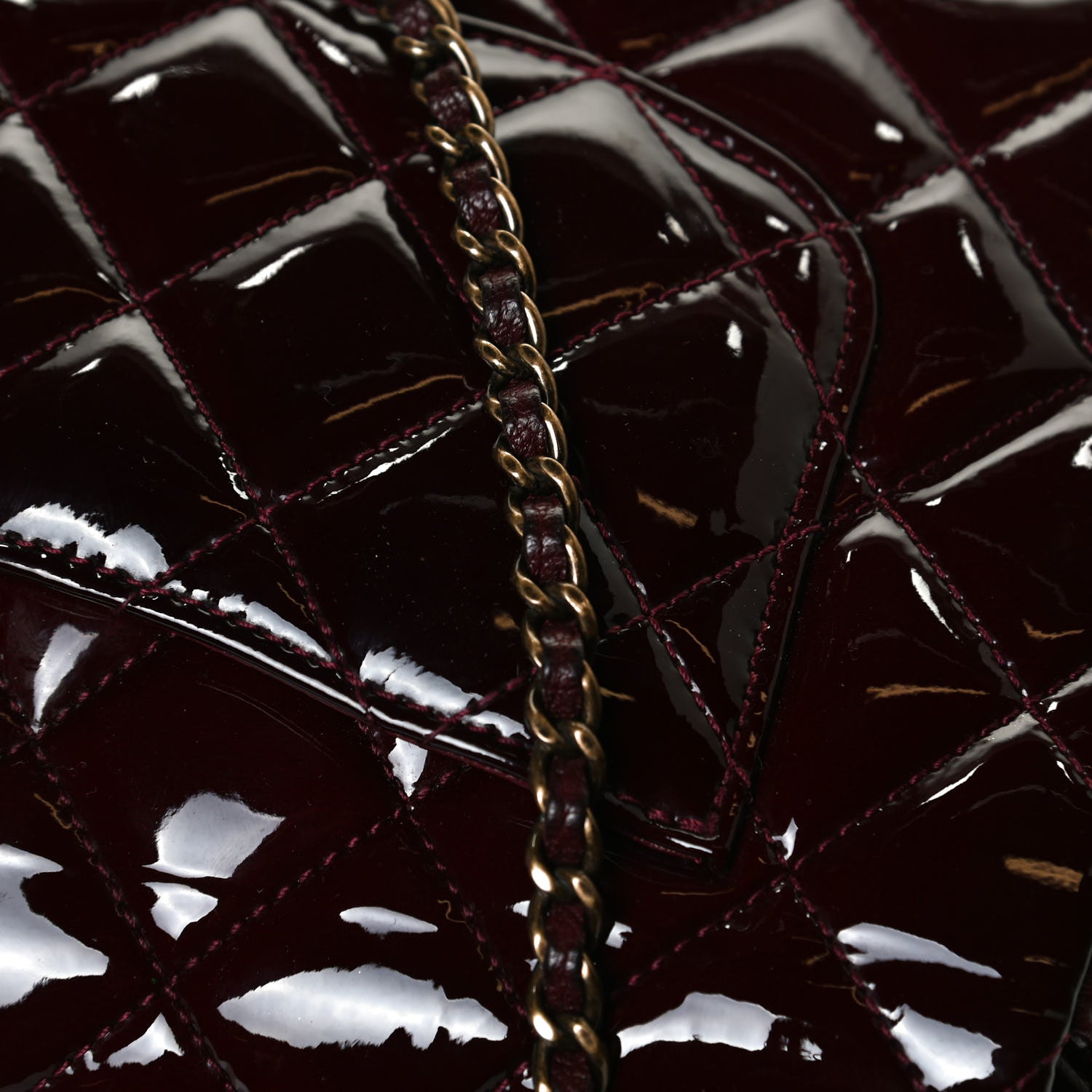 Chanel Patent Goatskin Quilted Medium CC Eyelet Flap Burgundy 16 of 16