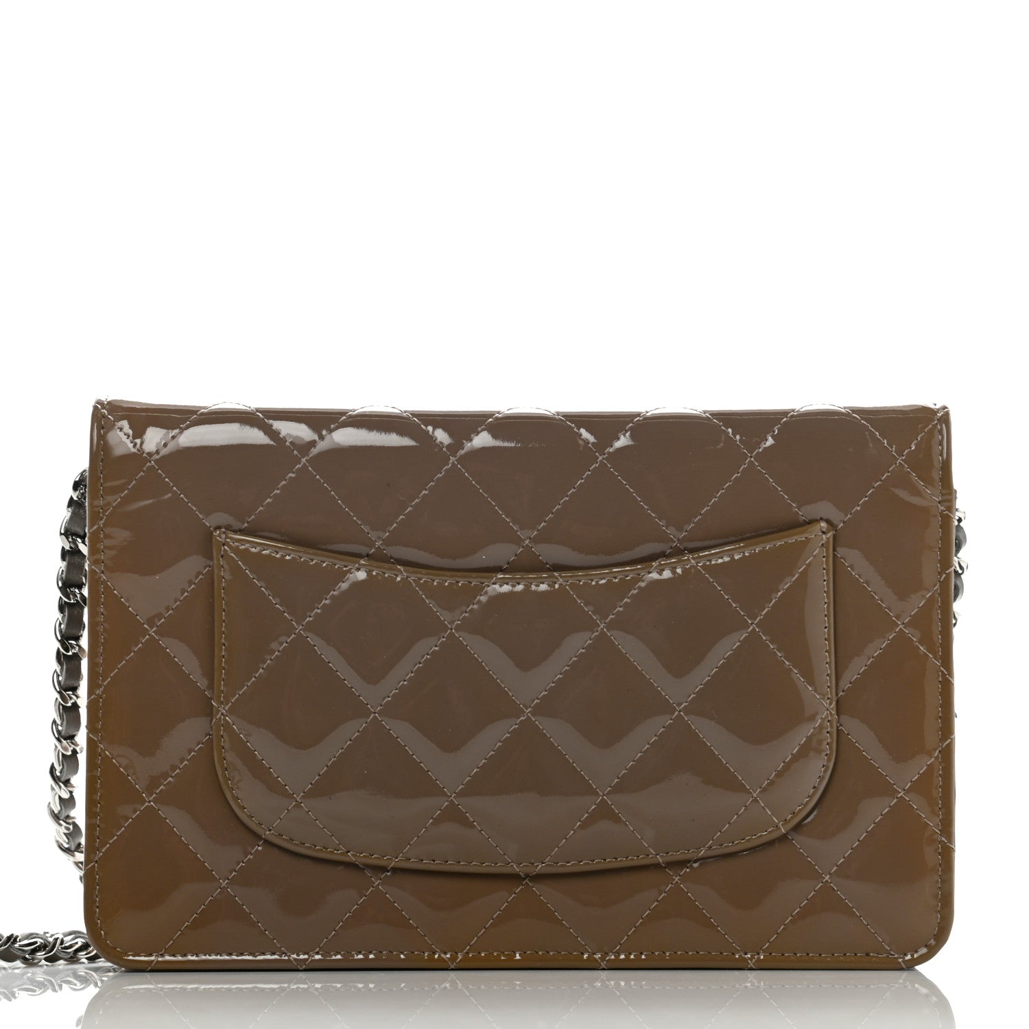 Chanel Patent Quilted Wallet On Chain WOC Brown 7 of 7