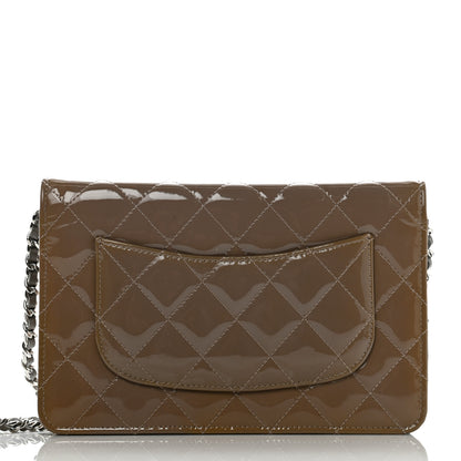 Chanel Patent Quilted Wallet On Chain WOC Brown 7 of 7