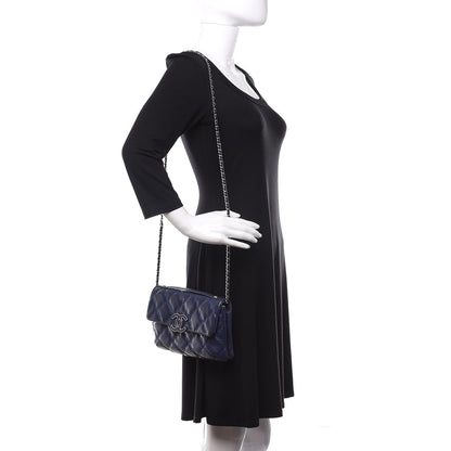 Chanel Calfskin Quilted Double Stitch Hamptons Clutch with Chain Blue 2 of 14