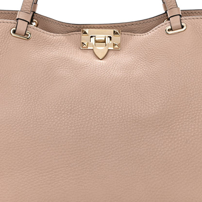 Valentino Garavani Pebbled Calfskin Medium Rockstud Tote Poudre 9 of 15