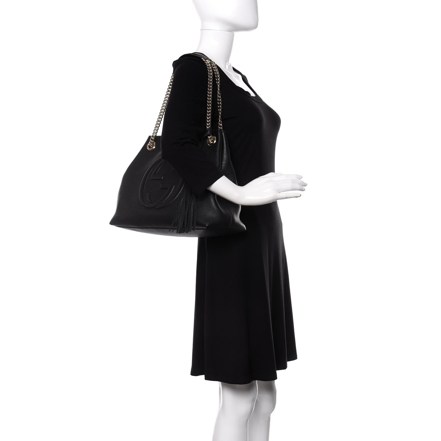 Gucci Pebbled Calfskin Medium Soho Chain Shoulder Bag Black 2 of 11